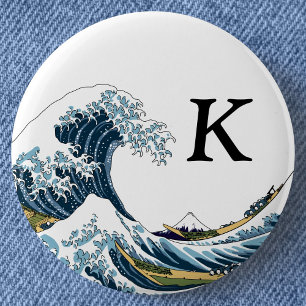 Die große Welle von Kanagawa: Monogramm Button
