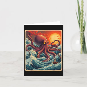 Die große Welle von Kanagawa Octopus Retro Anime J Karte