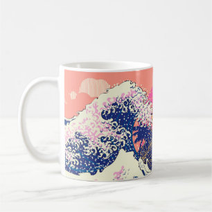 Die große Welle von Kanagawa und Palmen Kaffeetasse