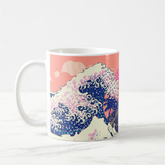Die große Welle von Kanagawa und Palmen Kaffeetasse