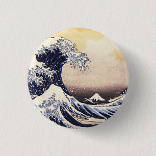 Die große Welle von Kanagawa Vintager japanischer  Button