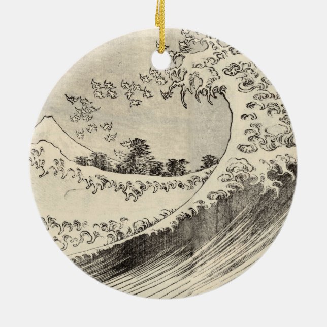 Die große Welle (von Katsushika Hokusai) Keramik Ornament (Hinten)