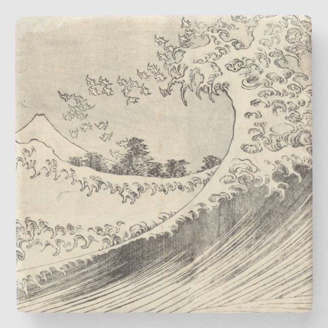 Die große Welle (von Katsushika Hokusai) Steinuntersetzer (Vorderseite)