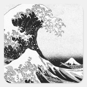 Die Große Welle vor Kanagawa (神 奈 川 沖 浪 裏) Quadratischer Aufkleber