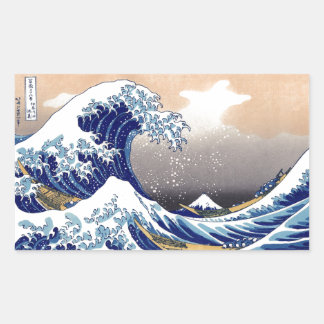 Die große Welle vor Kanagawa - 神 奈 川 沖 浪 裏 Rechteckiger Aufkleber