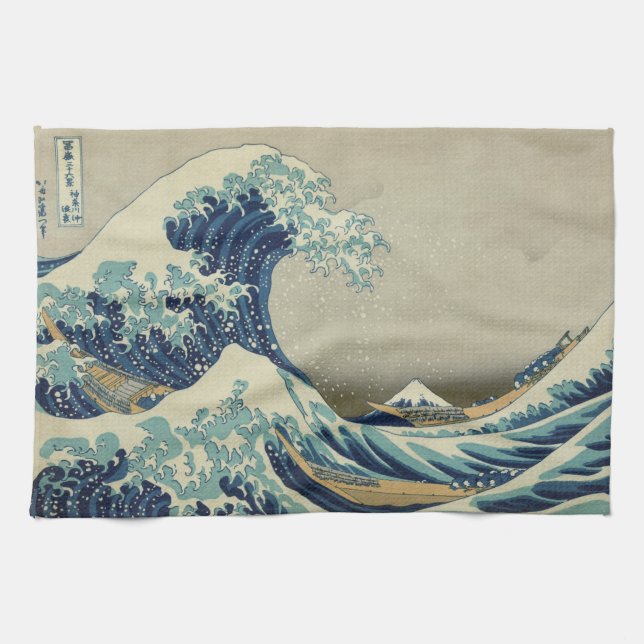 Die große Welle vor Kanagawa Geschirrtuch (Horizontal)