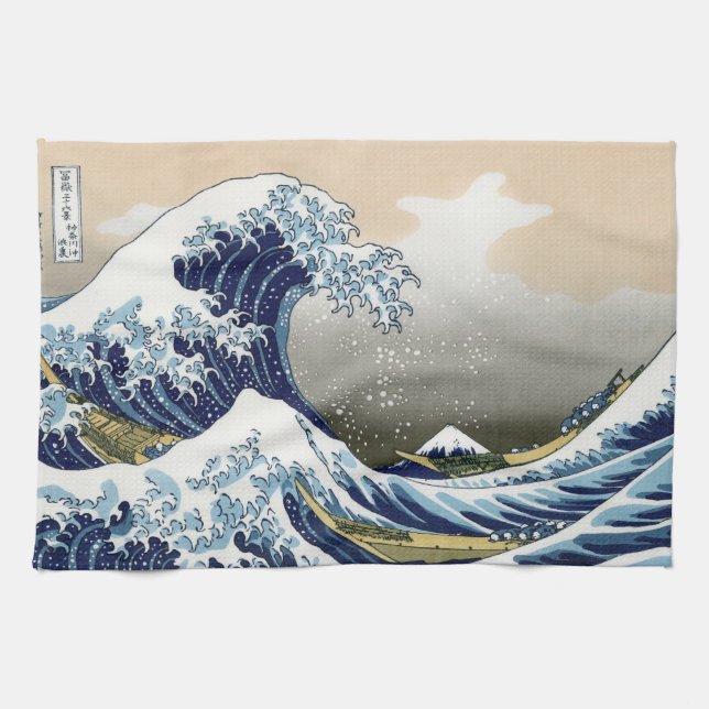 Die große Welle vor Kanagawa Geschirrtuch (Horizontal)