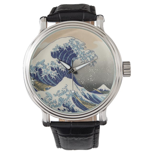 Die große Welle vor Kanagawa Hokusai Armbanduhr (Vorderseite)