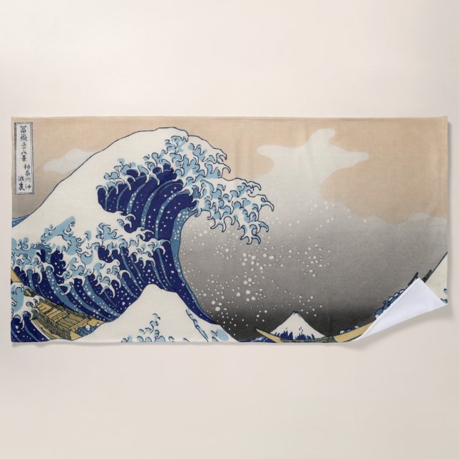 Die große Welle vor Kanagawa Hokusai Strandtuch (Vorderseite)
