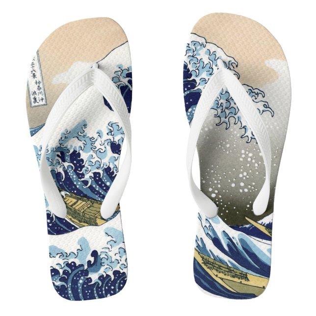 Die große Welle vor Kanagawa Hokusai Ukiyo-e Flip Flops (Fußbett)