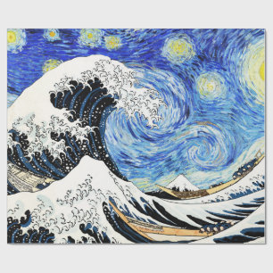 Die große Welle vor Kanagawa in Sternennacht Geschenkpapier