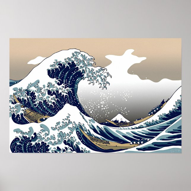 Die große Welle vor Kanagawa Japanischer Kunstdruc Poster (Vorne)