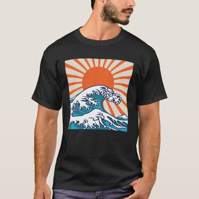 Die große Welle vor Kanagawa, japanisches Wellenpo T-Shirt (Vorderseite)