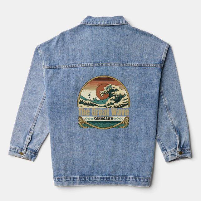 Die große Welle vor Kanagawa Jeansjacke (Rückseite)