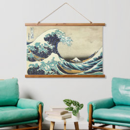 Die große Welle vor Kanagawa Katsushika Hokusai Wandteppich Mit Holzrahmen