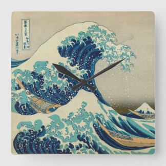 Die große Welle vor Kanagawa Quadratische Wanduhr
