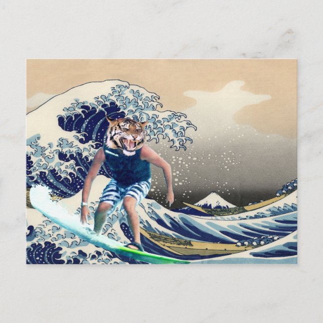 Die große Welle vor Kanagawa Tiger Surfer Postkarte (Vorderseite)