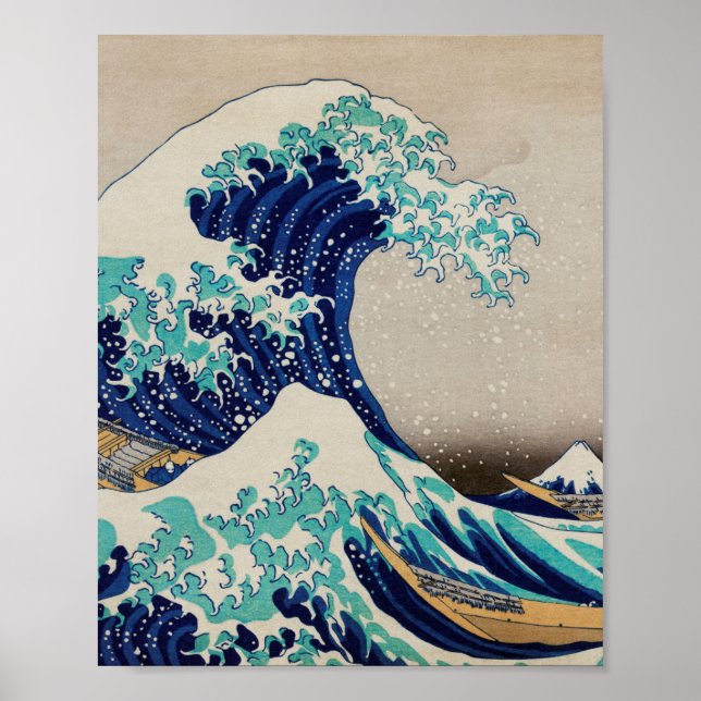 Die große Welle vor Kanagawa Vintag Poster (Vorne)