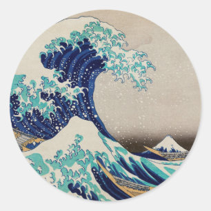Die große Welle vor Kanagawa Vintag Runder Aufkleber