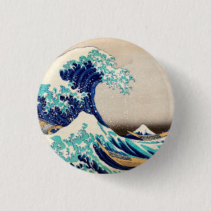 Die große Welle vor Kanagawa Vintage japanische Ku Button