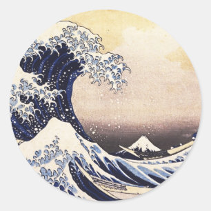 Die große Welle vor Kanagawa Vintage Japanische Ku Runder Aufkleber