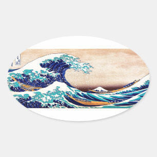 Die große Welle vor Kanagawa Vintage Japanischer D Ovaler Aufkleber