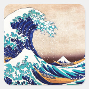 Die große Welle vor Kanagawa Vintage Japanischer D Quadratischer Aufkleber