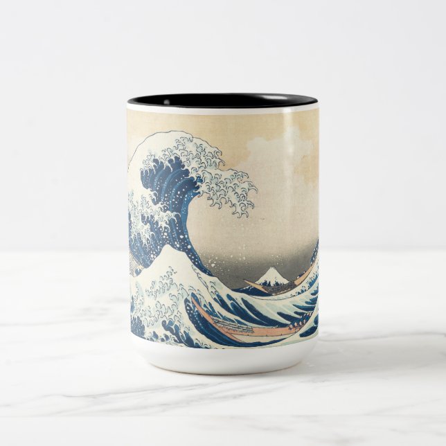 Die große Welle vor Kanagawa Zweifarbige Tasse (Mittel)