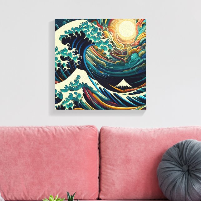 Die Große Welle, Wave off Kanagawa v1 Canvas Print Leinwanddruck (Insitu (Wohnzimmer))