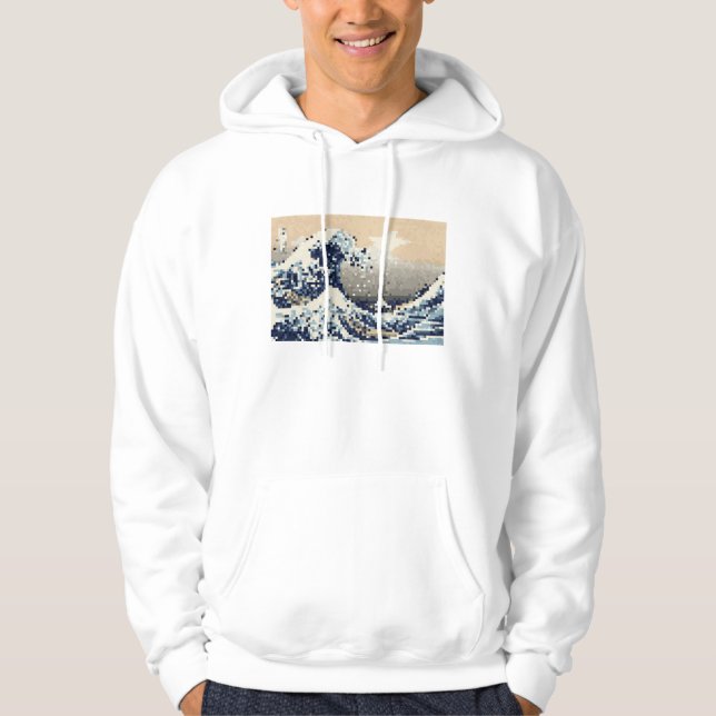 Die große Welle weg von der Bit-Pixel-Kunst Hoodie (Vorderseite)