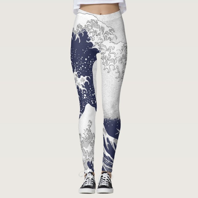 Die große Welle weg von Kanagawa (神奈川沖浪裏) Leggings (Vorderseite)