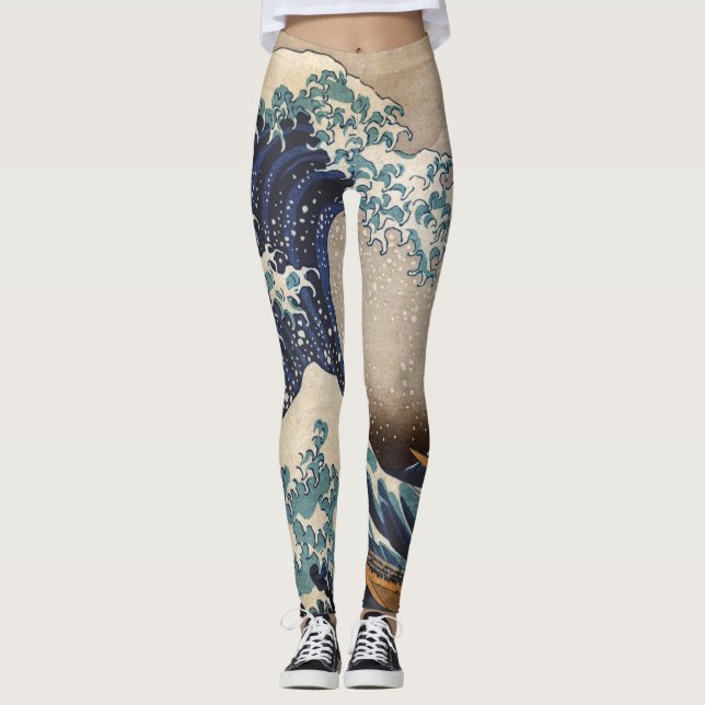 Die große Welle weg von Kanagawa Leggings (Vorderseite)