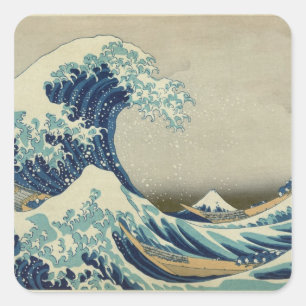 Die große Welle weg von Kanagawa Quadratischer Aufkleber
