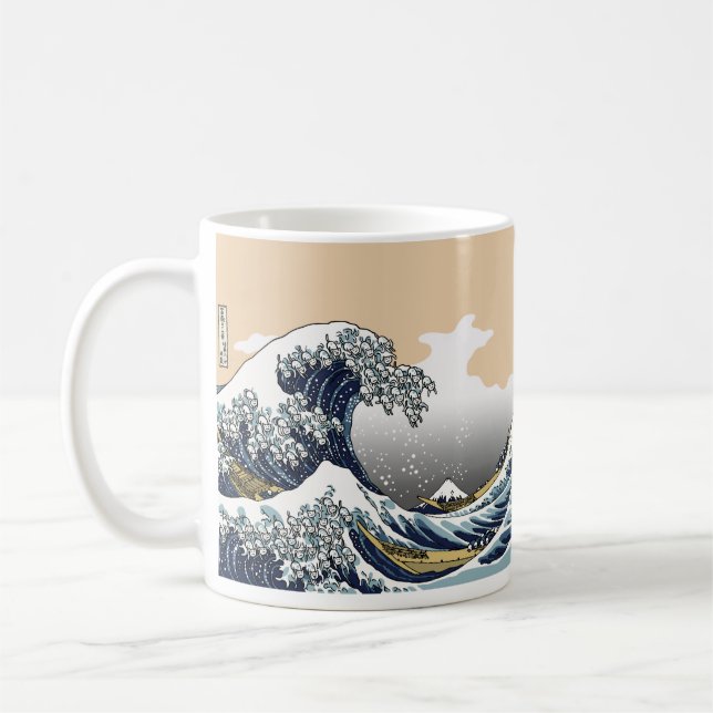 Die große Welle weg von Katagawa Kaffeetasse (Links)
