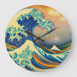 Die Große Welle, Welle von Kanagawa v2 Große Wanduhr