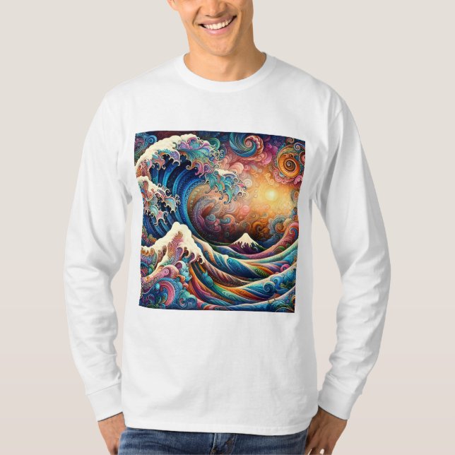 Die große Welle, Welle von Kanagawa v3 T-Shirt (Vorderseite)