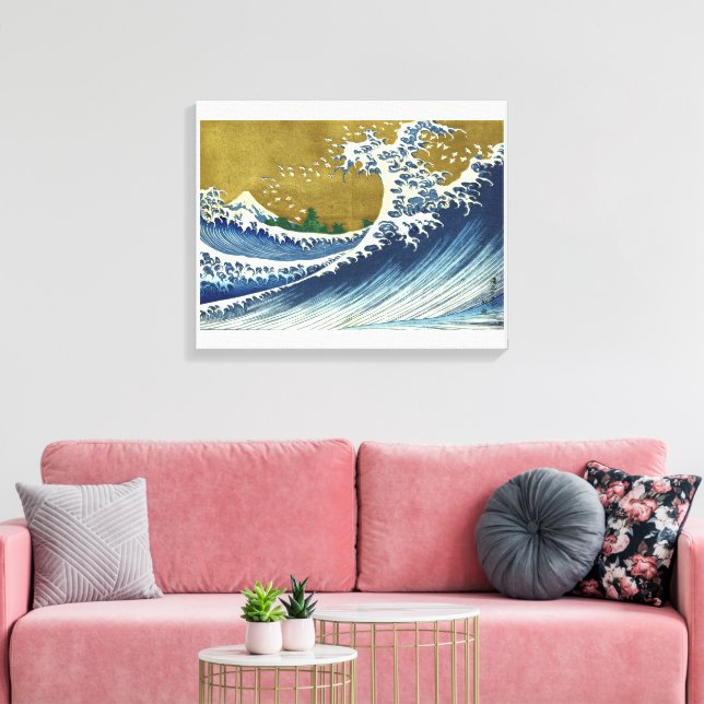 Die große Wellenfarbe | Hokusai | Leinwanddruck (Insitu (Wohnzimmer))