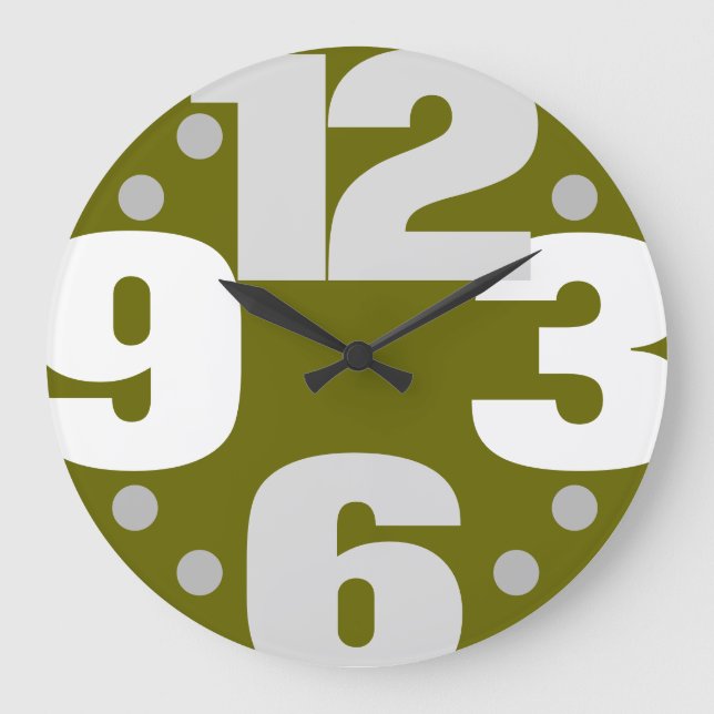Die große Zeit - Oliven Wanduhr (Vorderseite)