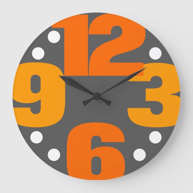 Die große Zeit - orange Große Wanduhr (Vorderseite)