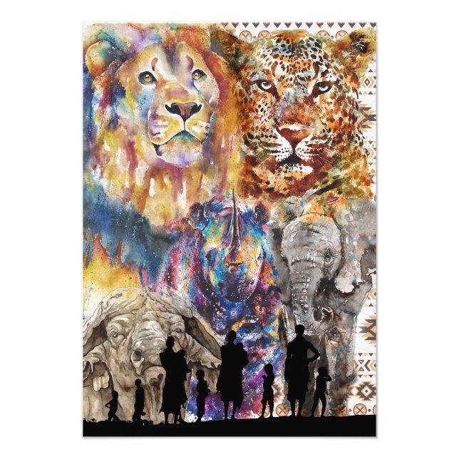 Die großen 5 - Afrika Fotodruck (Vorne)