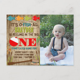 Die großen Fisch-Theme Jungs 1. Geburtstag Einladungspostkarte