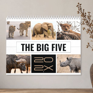Die großen fünf Wildtiere Afrikanische Safari-Foto Kalender