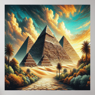 Die Großen Pyramiden von Giza Ägypten Reise Poster