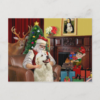 Die großen Pyrenäen des Weihnachtsmannes Feiertagspostkarte