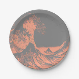Die großen Wave Paper-Teller Peach & Gray Pappteller