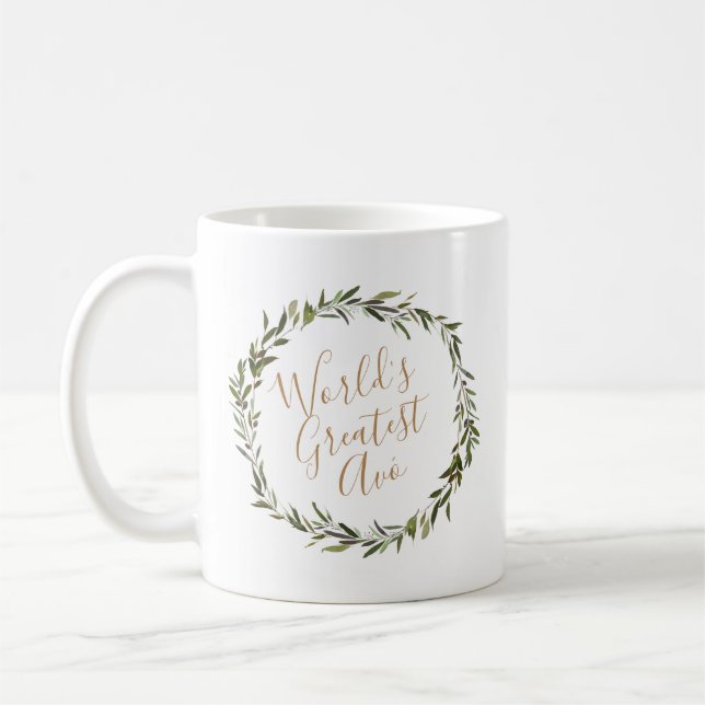 Die größte Avó der Welt | Olive Leaf Wreath Kaffeetasse (Links)