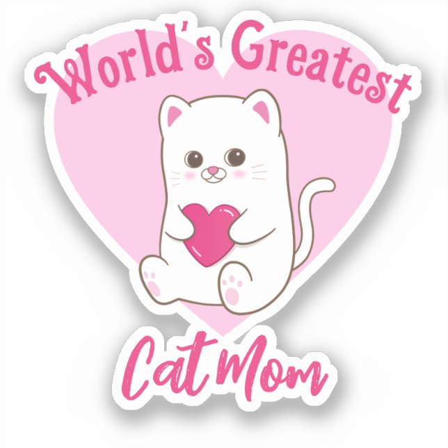 Die größte Cat-Mama der Welt Funny Niedlich Pink H Aufkleber (Vorderseite)
