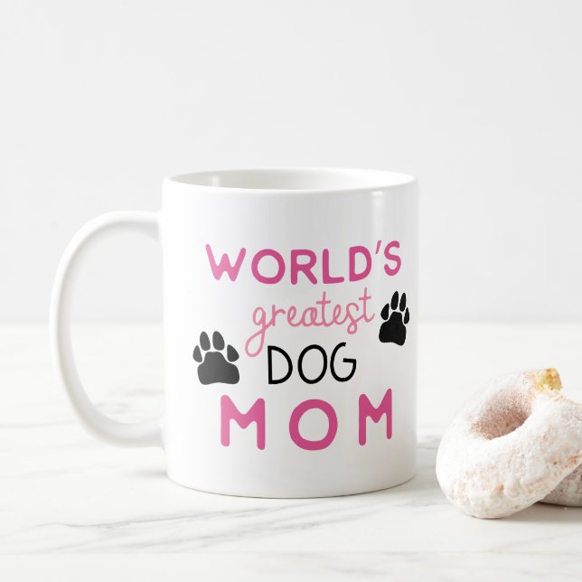 Die größte Mama von Hunden mit Foto in Pink Kaffeetasse (Mit Donut)
