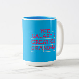Die größte Oma der Galaxie Blaue und Rosa Typogr Zweifarbige Tasse