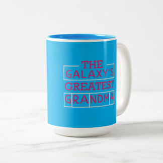 Die größte Oma der Galaxie Blaue und Rosa Typogr Zweifarbige Tasse